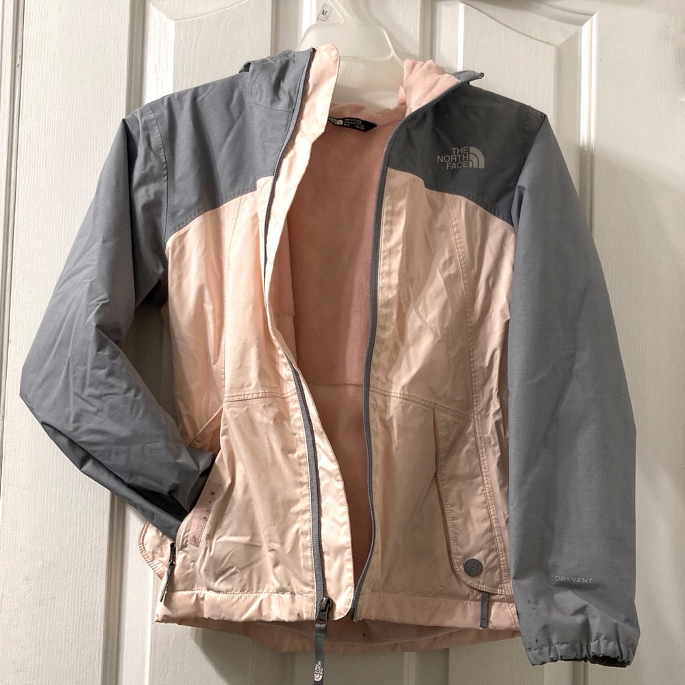 The North Face Kids Light Pink and Gray Raincoat